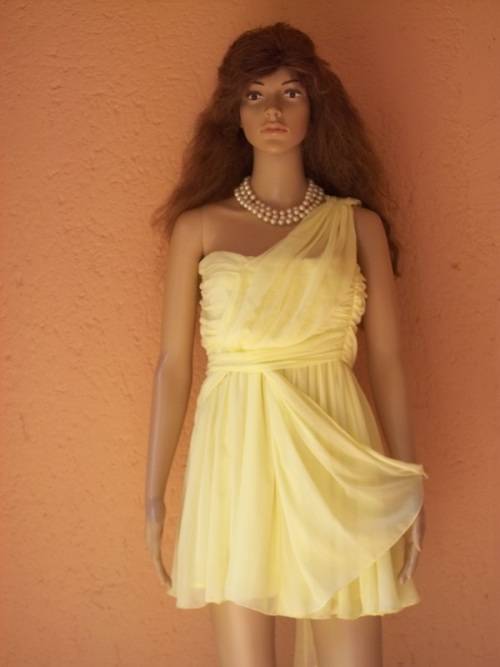 *** SALE *** KATE MOSS TOPSHOP - LEMON FULLY LINED CHIFFON IMPORTED COCKTAIL DRESS - SIZE S