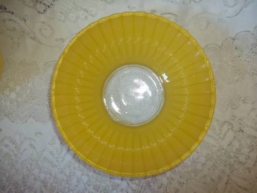 YELLOW VINTAGE DESERT BOWLS  - ONE LARGE AND SIX SMALL