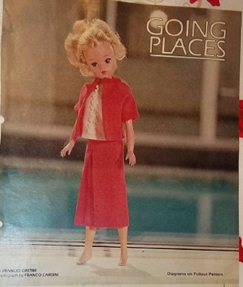 GOING PLACES - FOR 30 cm SINDY VINTAGE FASHION DOLL- A SMART SUIT FOR SINDY - FULL SIZE PATTERN