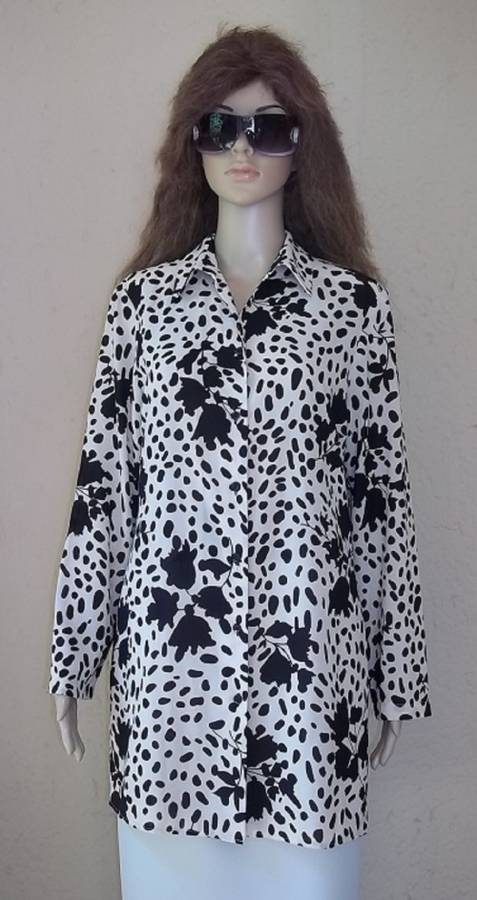 RAOUL ELEGANT BEIGE LONG ABSTRACT PRINT BLOUSE / SHIRT FROM STUTTAFORDS - Size 34