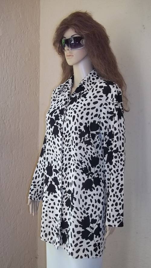 RAOUL ELEGANT BEIGE LONG ABSTRACT PRINT BLOUSE / SHIRT FROM STUTTAFORDS - Size 34