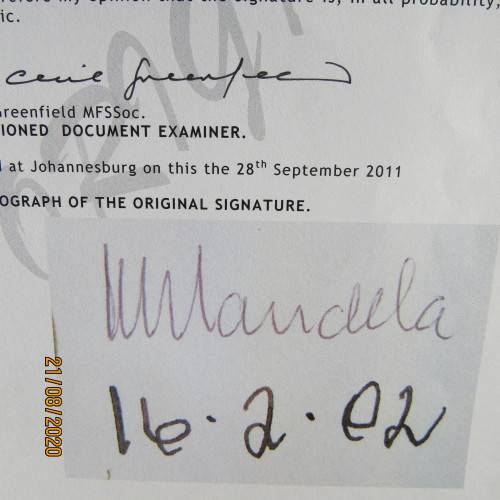 NELSON MANDELA SIGNED WITH SERT.