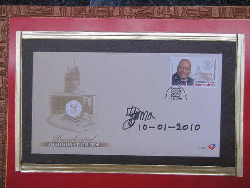 ONE OF A KIND SIGNED AND DATED FIRST DAY COVER by PRES. ZUMA