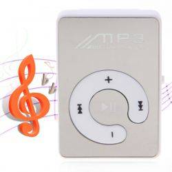 Mirror Surface Clip Digital MP3 Player TF Card Supported (White)