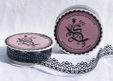 LACE TAPE SCALLOPED FLOWER BLK (18mmx1m) HALF PRICE TILL END OF August
