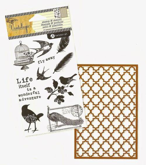 Hampton Art BIRDS Clear Stamp and Stencil Set Vintologie Less 10%