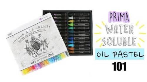 Prima Marketing Artist quality water soluble Pastel Crayons 24 colors with set of new brushes