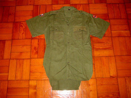 Rhodesian "Bush War" Denim Khaki Short Sleeve Collered Shirt