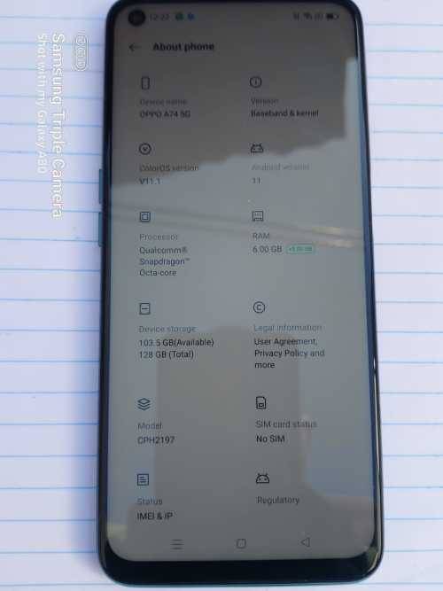 OPPO A74 5G, 6GB RAM, 128GB Storage, Android 12, Dual Sim ,Quad Camera, 4000Amh Worth Price R11000