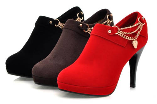 Suede High Heel with Heart Chain SIZE 2-6