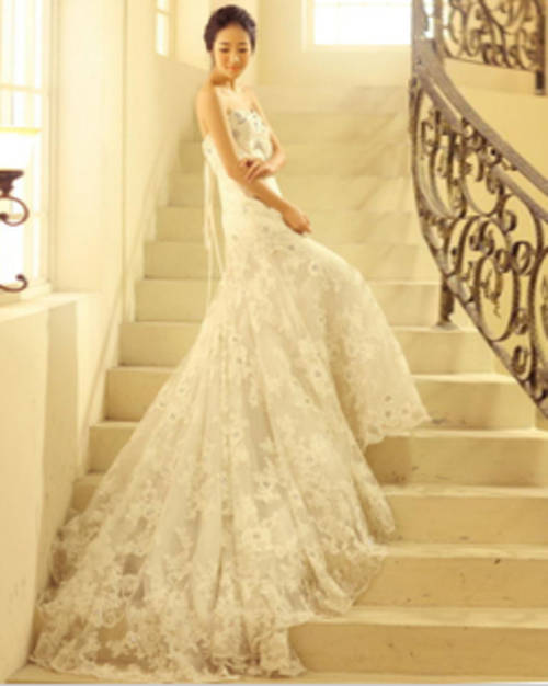 *Special* Elegent Strapless Lace Bridal Gown Wedding Dress