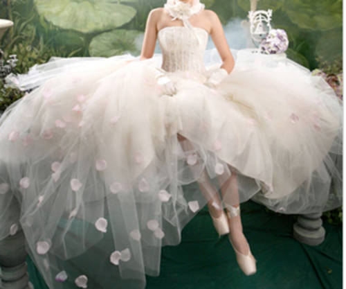 *Special* Gorgeous Puffy Strapless Bridal Gown Wedding Dress with Roses
