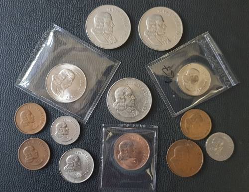 Low Start - 1965 Afr 50c with selection of other 1960`s unc and circulated coins. Yes! 65 Afr 50c