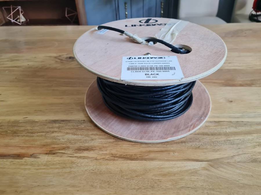 Roll of CAT5e Outdoor rated Ethernet cable