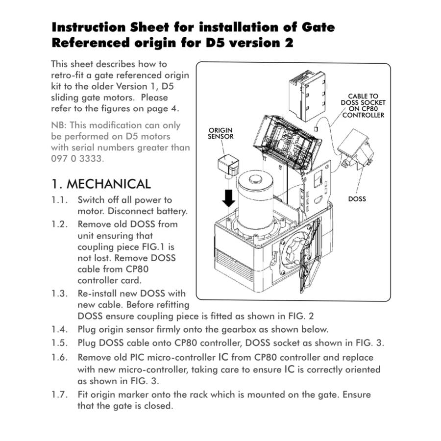Centurion D3/D5 Mag Switch Origin Sensor