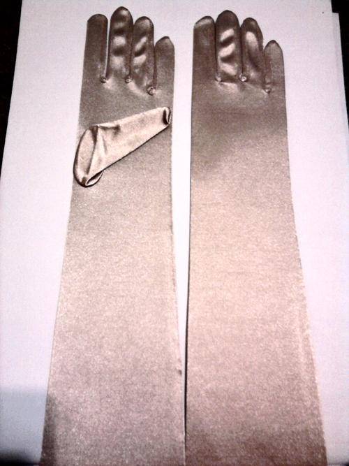 LONG SATIN WEDDING GLOVES,GOLD