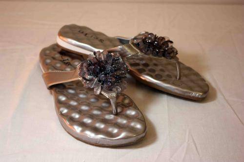 Grey Sandal with Beads and Bubble Sole - size 5