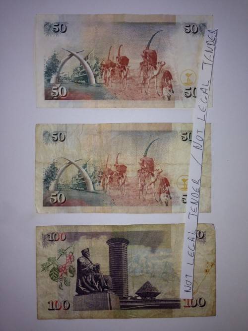 Kenya Mzee J. Kenyatta lot of 7 notes. Condition as shown. Bid per lot.