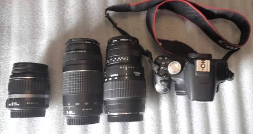 Canon EOS 500D (EOS Rebel T1i) , 3 x lenses, lens filters and camera bag.