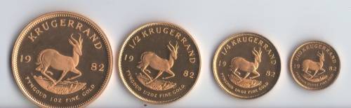1982 4 Coin Proof Kruger Rand set. 1, 1/2, 1/4, 1/10 ounce
