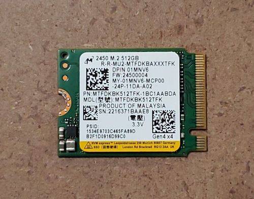 Micron 2450 512GB PCIe NVMe Gen 4x4 2230 M.2 SSD