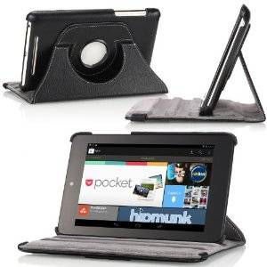 Nexus 7 - Black LEATHER Rotating Case