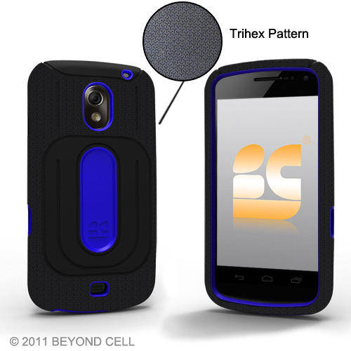 Samsung Nexus Prime -  Rubber IMPACT Duo Shield Case Phone Cover Black Blue