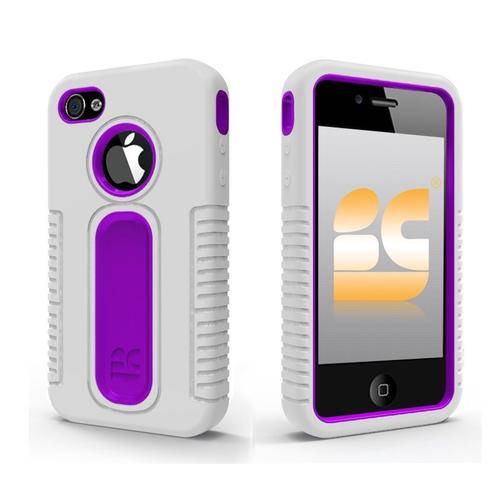 Iphone 4 / 4S - Rubber IMPACT Duo Shield Case Phone Cover Purple