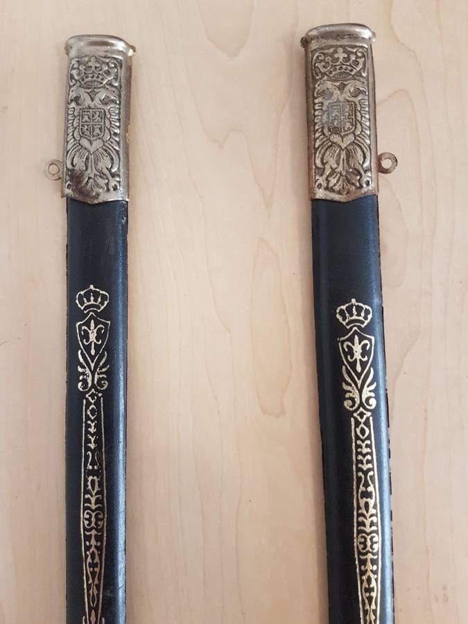 Pair of Patentado Ryc Spanish Decorative Display Swords with Scabbards (Length 50cm)