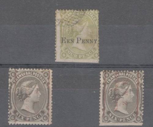 1882 & 1885 Bourne Heads overprints - 1d, Halve Penny & Twee Penny Cat value R2 500
