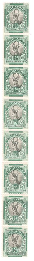 Pristine quality 1930 - 1945 SACC 42b coil strip of 8 AE AA EE AE - MNH - rare in this condition!
