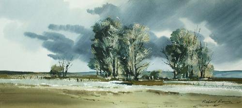 Magnificent Richard Rennie original watercolour (58.5x26cm).  Low opening!