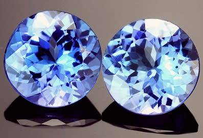 DAINTY PAIR!!   0.58CT (2 PIECES) ROUND FACET PURPLE BLUE NATURAL TANZANITES