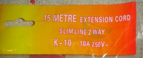 15M EXTENSION CORD SLIMLINE 2 WAY 10A