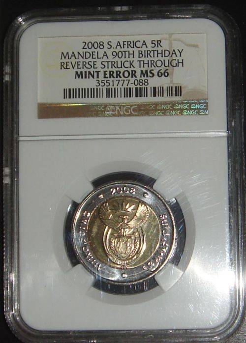 NGC GRADED MANDELA 2008 ERROR COIN