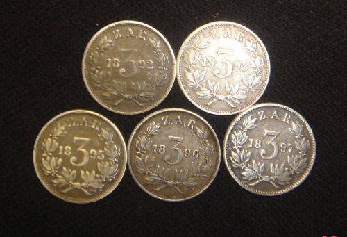 PAUL KRUGER THREEPENCE 1892/93/95/96/97