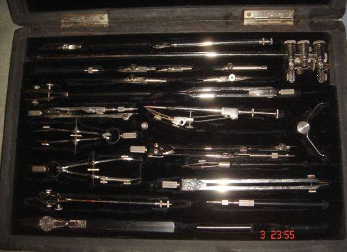 USSR RUSSIA MOSCOW COMPLETE TECHNIAL DRAWING SET IN ORIGINAL CASE - CIRCA 1960s