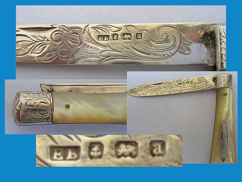 OUTSTANDING VICTORIAN STERLING BLADE MOP HANDLE POCKET/PEN KNIFE C1900