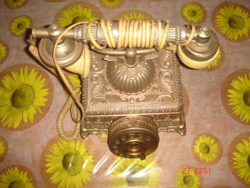 BEAUTIFUL RETRO ORNATE BRASS, VICTORIAN LEAF SQUARED BASE ROTARY TELEPHONE