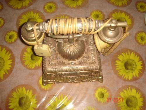 BEAUTIFUL RETRO ORNATE BRASS, VICTORIAN LEAF SQUARED BASE ROTARY TELEPHONE