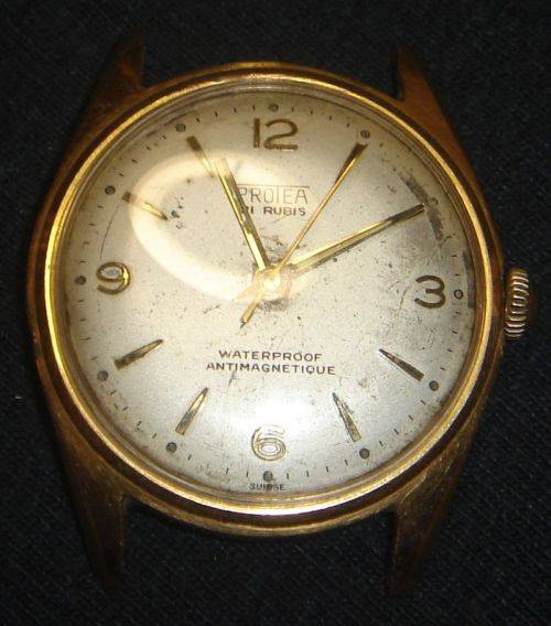 SCARCE, ''PROTEA, 21 RUBIS, WATERPROOF, ANTIMAGNETETIQUE'' WATCH, SUISSE MADE IN WORKING ORDER