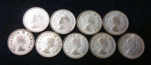 A COLLECTION OF 3d COINS FROM 1951-1959 BIDDING ARE PER COIN