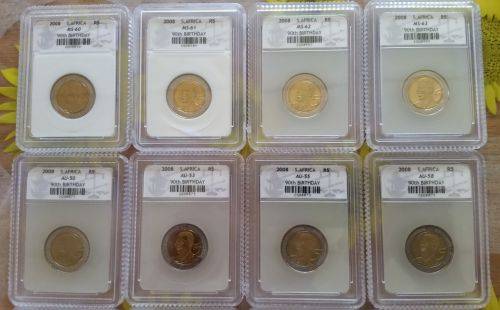 SACGS GRADED MANDELA 2008 COINS BIDDING ARE PER COIN TO TAKE ALL 23