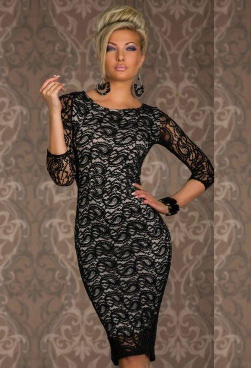 Lace Black Mini Dress (One Size )