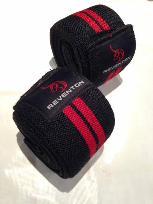 REVENTON black/red gym weight lifting/power lifting knee wraps