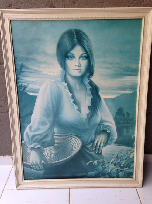 Very RARE vintage print JH LYNCH - "WANDA" 1970s Retro Kitsch on board, Tretchikoff era.