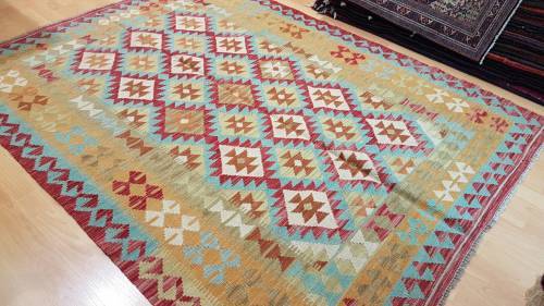 Afghan kilim 208cm x 162cm Hand Knotted (with certificate)