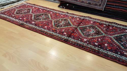 Persian Shiraz Carpet Runner 290cm x 80cm Hand Knotted