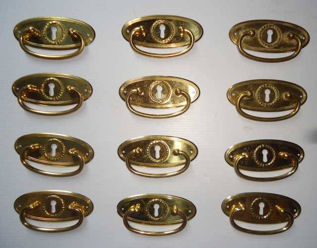 BRASS FURNITURE HANDLES X 12