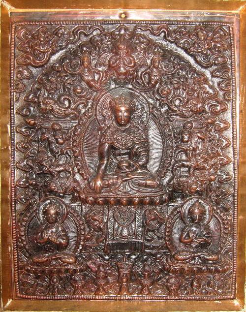 ANTIQUE TIBETAN COPPER WALL PLAQUE
